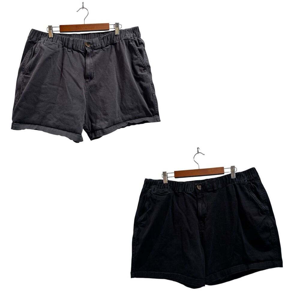 Lot of 2 Cove USA Mens Size 34 5" Chino Cotton Shorts Stretch Gray + Black